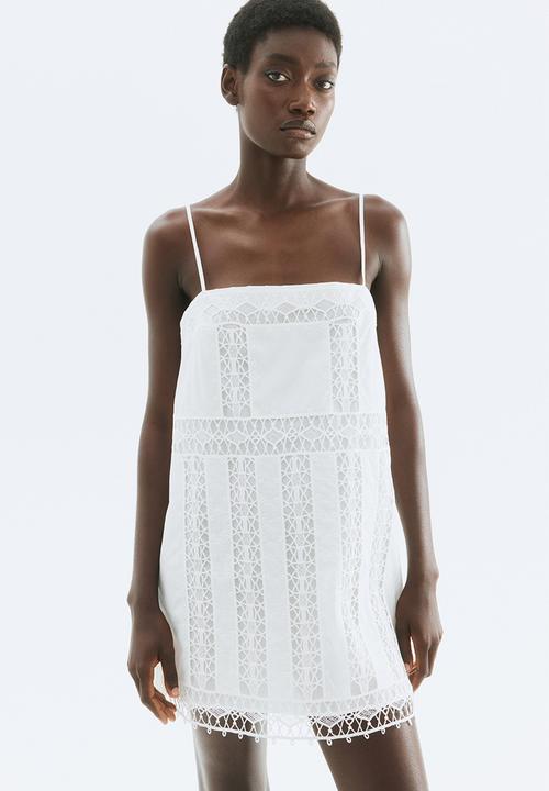 H&M - Lace-inset strappy dress - white