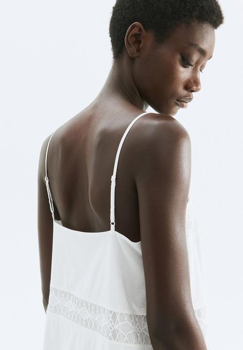 H&M - Lace-inset strappy dress - white