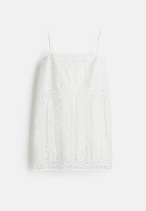 H&M - Lace-inset strappy dress - white