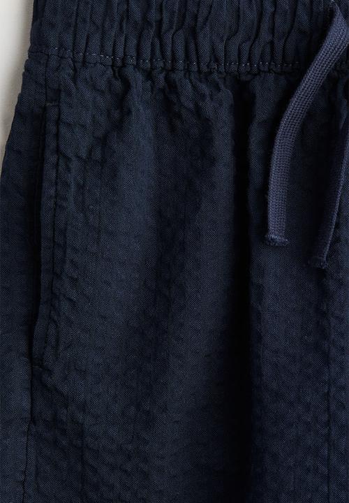 H&M - Cotton seersucker shorts - navy blue