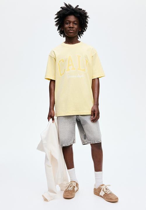H&M - Printed cotton T-shirt - yellow/cali