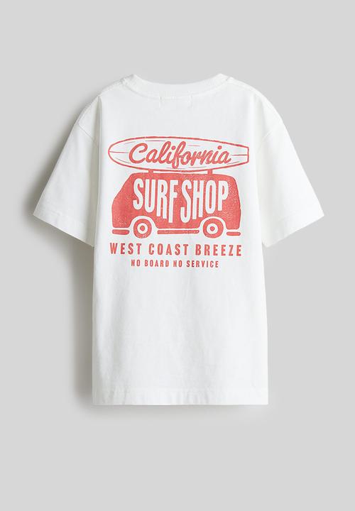 H&M - Printed cotton T-shirt - white/surf shop