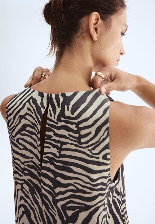 H&M - A-line dress - light beige & zebra print 