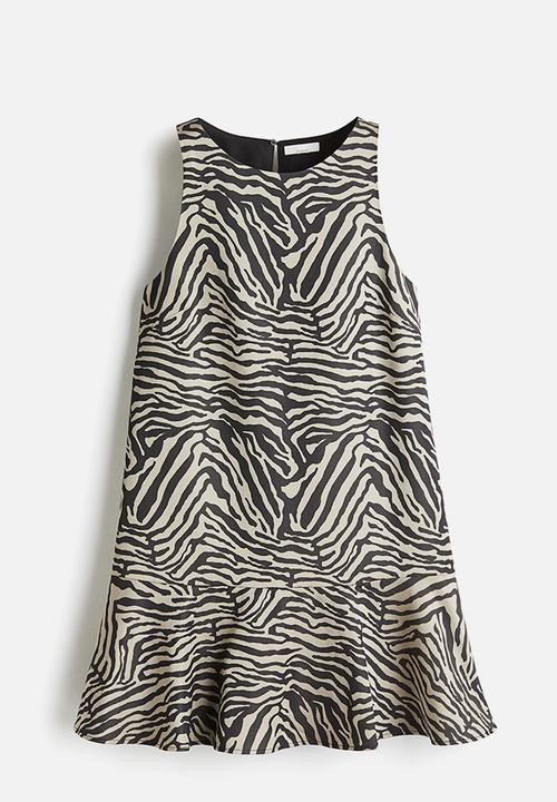 H&M - A-line dress - light beige & zebra print 