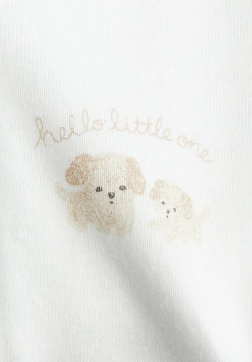 H&M - 4 piece cotton jersey gift set - light beige puppies