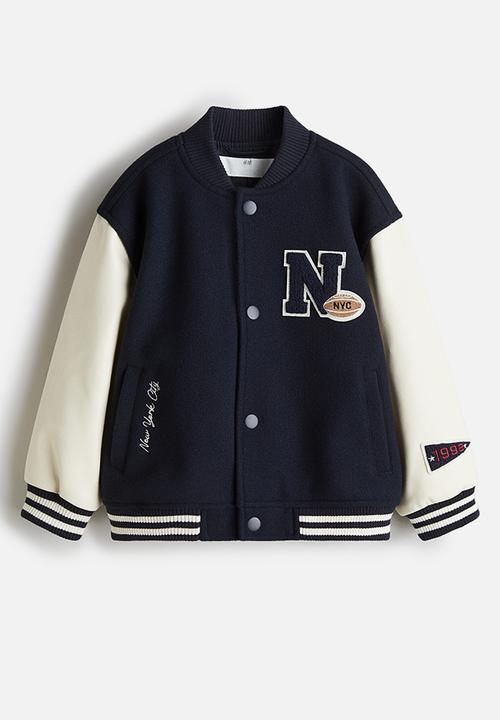 H&M - Motif-detail baseball jacket - navy blue/n