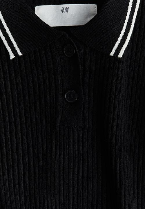 H&M - Rib-knit collared top - black