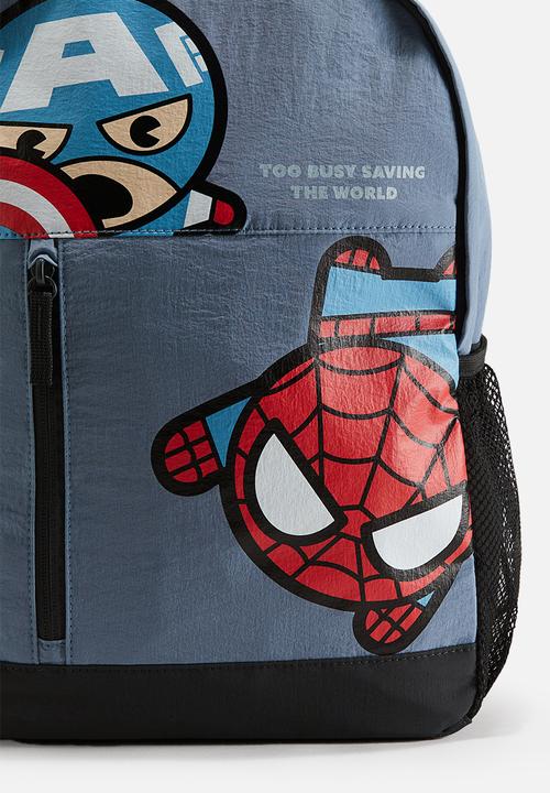 H&M - Printed backpack - dusty blue/marvel