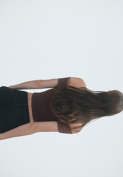 H&M - Ribbed off-the-shoulder top - brown