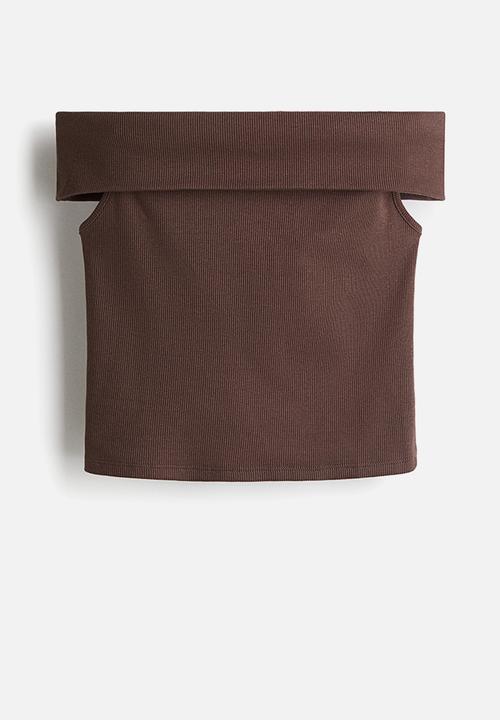 H&M - Ribbed off-the-shoulder top - brown