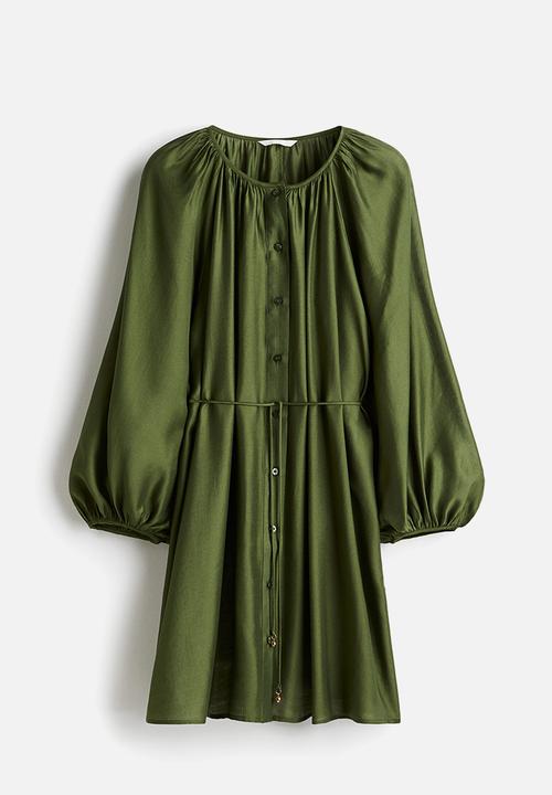 H&M - Oversized tie-belt dress - dark green