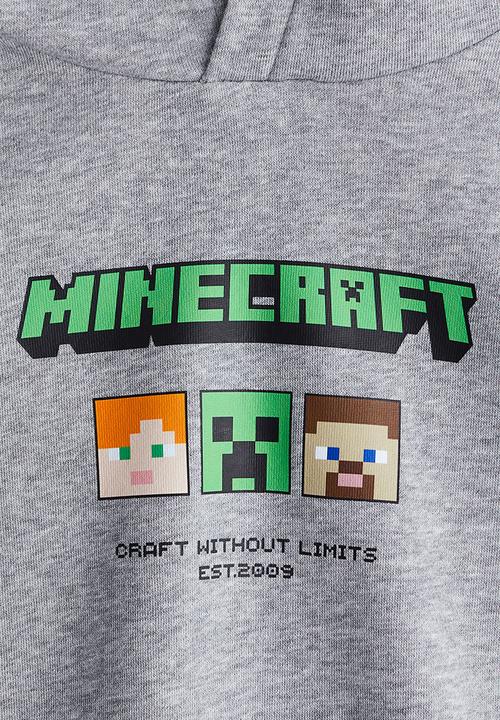 H&M - Printed hoodie - grey marl minecraft