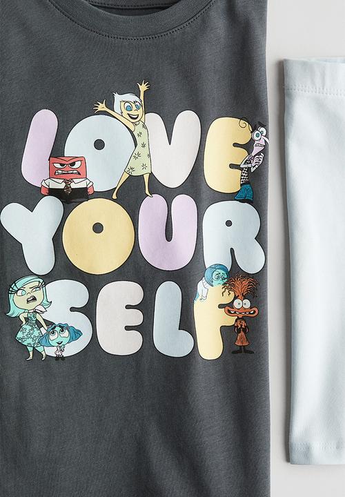 H&M - 2-Piece printed set - grey & love yourself