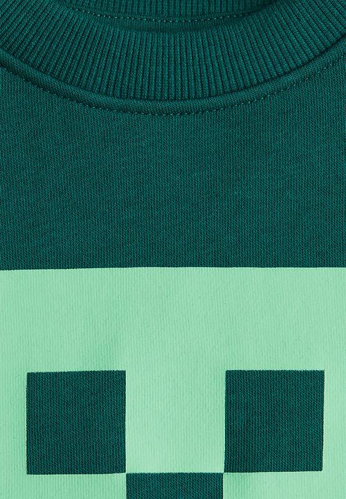 H&M - Printed sweatshirt - dark green minecraft