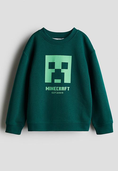 H&M - Printed sweatshirt - dark green minecraft