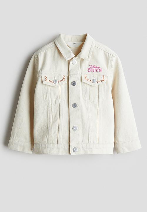 H&M - Printed denim jacket - white & lilo & stitch