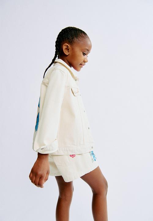 H&M - Printed denim jacket - white & lilo & stitch
