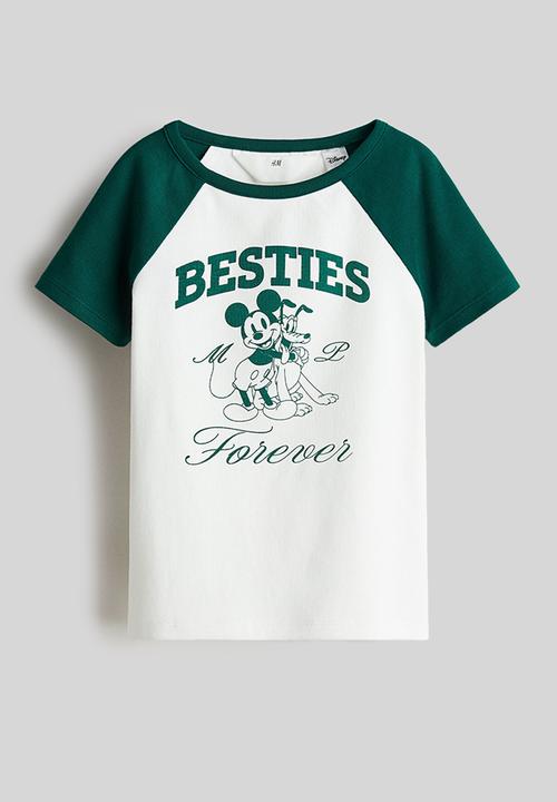 H&M - Print-motif cotton top - white/mickey mouse