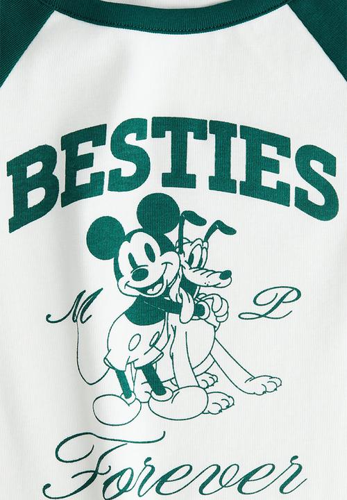 H&M - Print-motif cotton top - white/mickey mouse