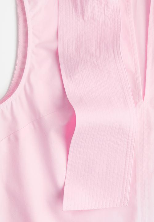 H&M - Tie-neck blouse - light pink