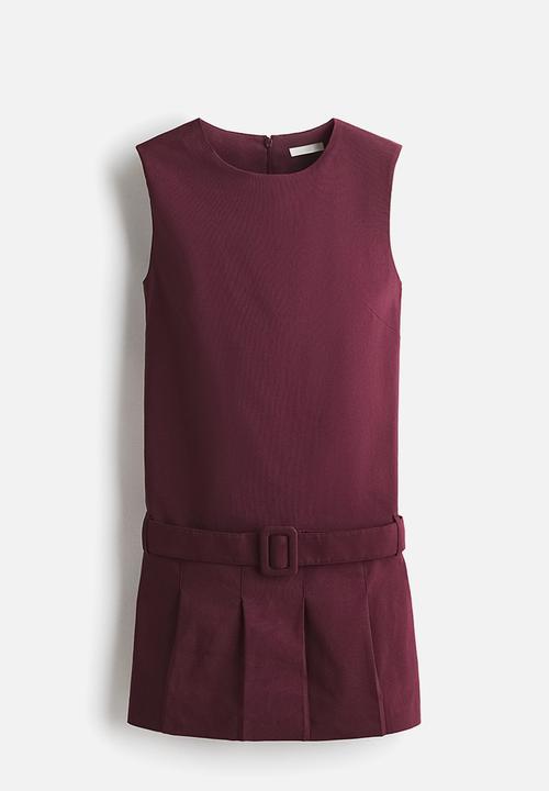 H&M - Belted shift dress - burgundy