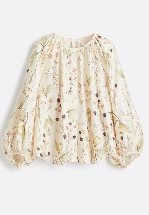 H&M - Oversized blouse - light beige floral