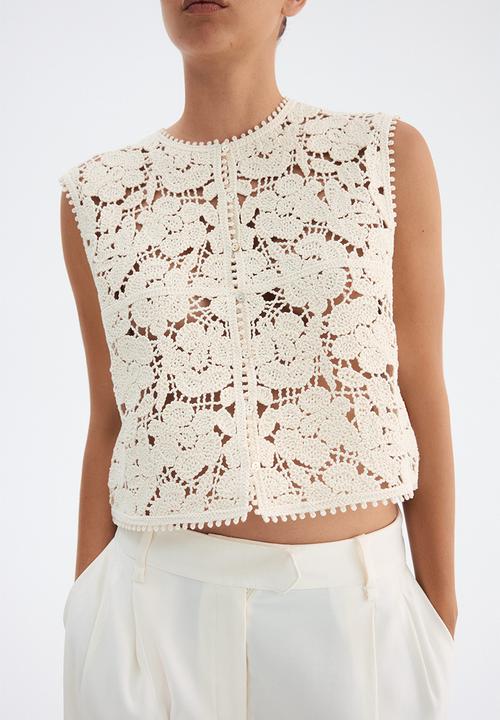H&M - Crochet-look gilet - cream