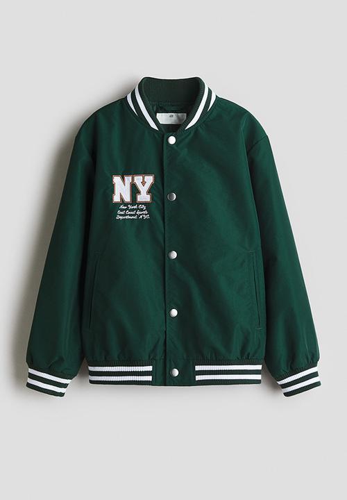 H&M - Motif-detail baseball jacket - dark green/new york -