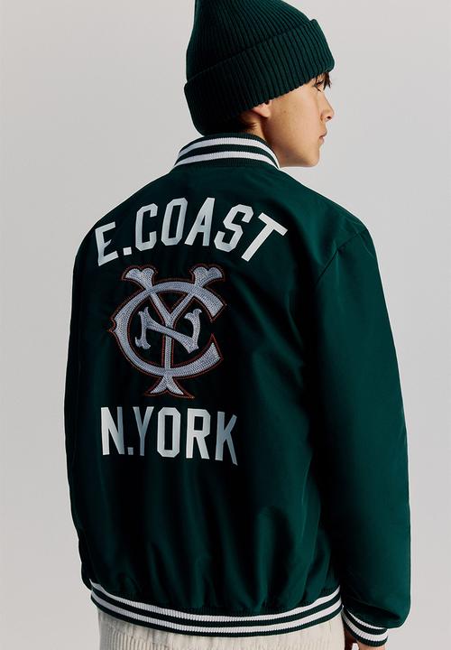 H&M - Motif-detail baseball jacket - dark green/new york -