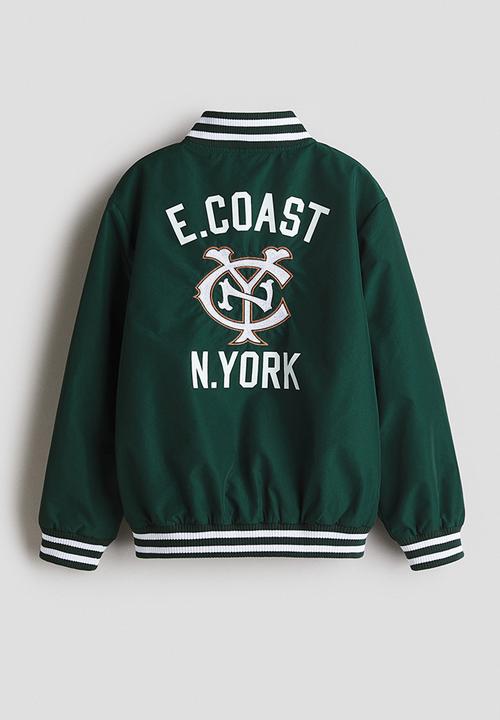 H&M - Motif-detail baseball jacket - dark green/new york -