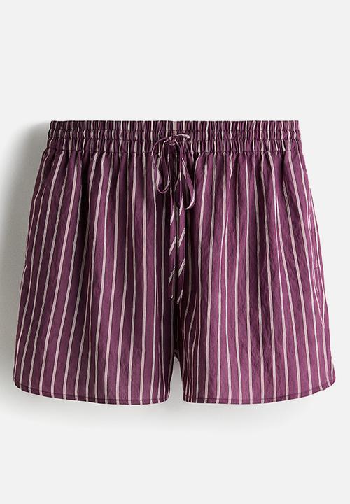 H&M - Drawstring shorts - dark purple/striped