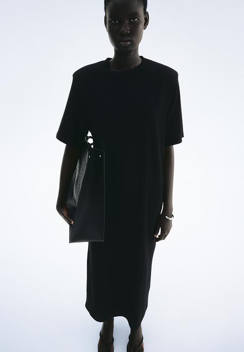 H&M - Shoulder-pad T-shirt dress - black
