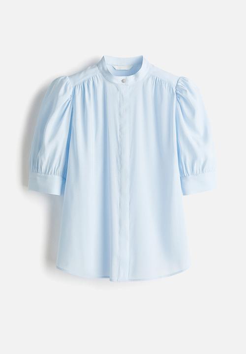 H&M - Puff-sleeved blouse - light blue