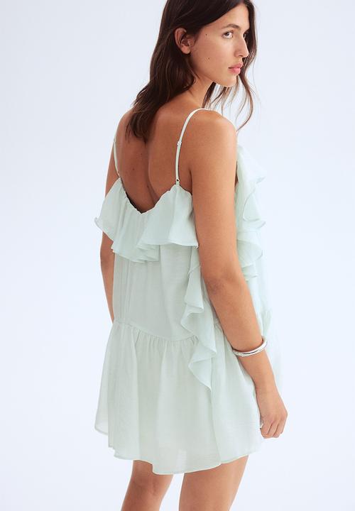 H&M - Flounced organza dress - light mint green 