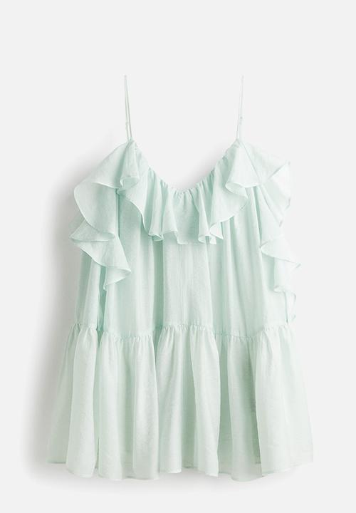 H&M - Flounced organza dress - light mint green 