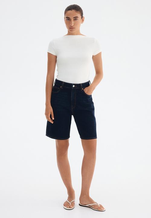 H&M - Ribbed boat-neck top - white