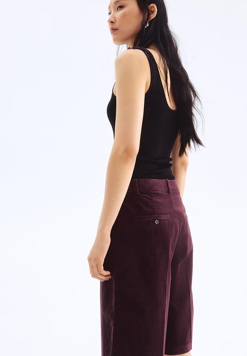 H&M - Corduroy bermuda shorts - burgundy