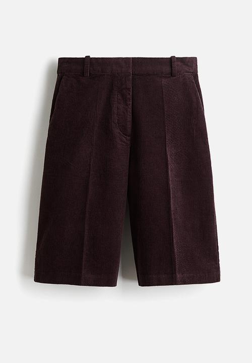H&M - Corduroy bermuda shorts - burgundy
