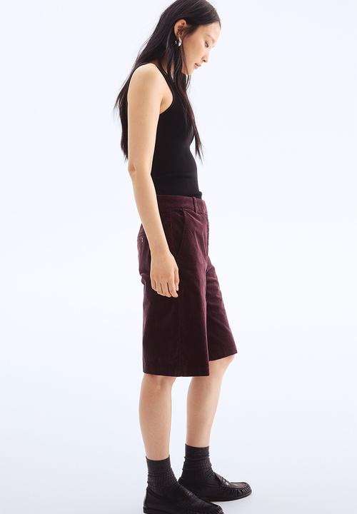 H&M - Corduroy bermuda shorts - burgundy