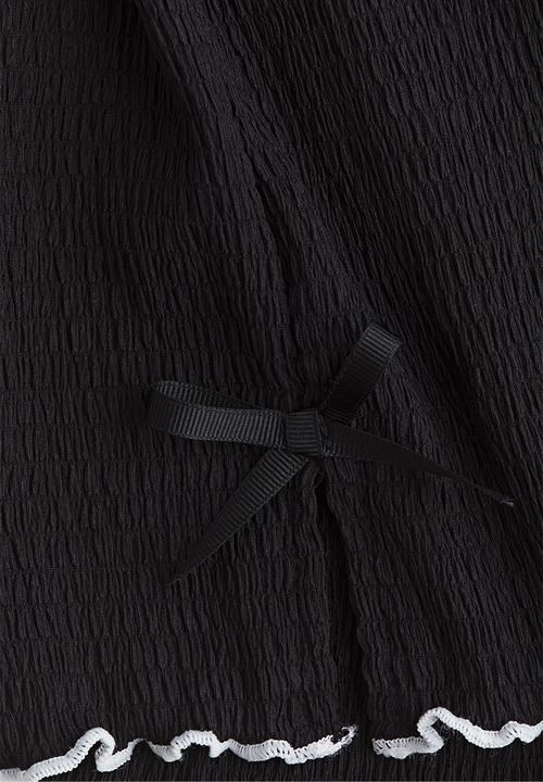 H&M - Bow-detail top - - black/white 