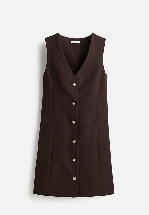 H&M - Button-front dress - dark brown