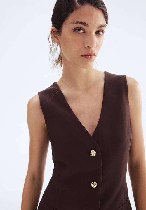 H&M - Button-front dress - dark brown