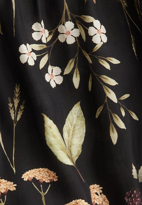 H&M - Straight pull-on trousers - black floral