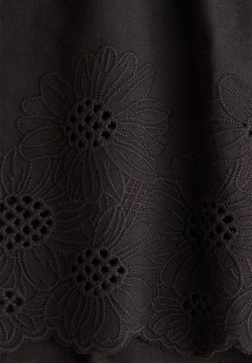 H&M - Broderie anglaise cotton top - black
