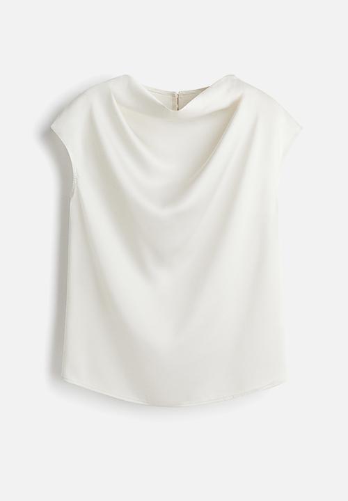 H&M - Cap-sleeved satin blouse - white