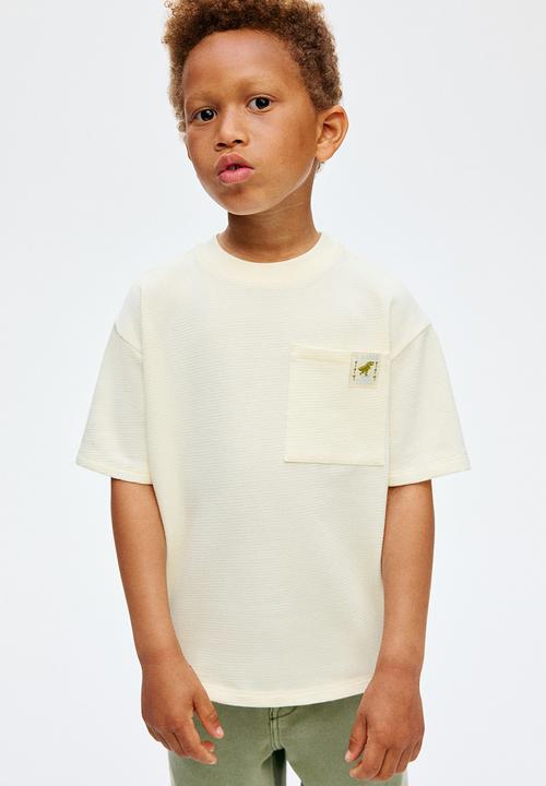 H&M - Jacquard-jersey cotton T-shirt - light yellow/dinosaur 