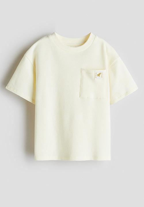 H&M - Jacquard-jersey cotton T-shirt - light yellow/dinosaur 