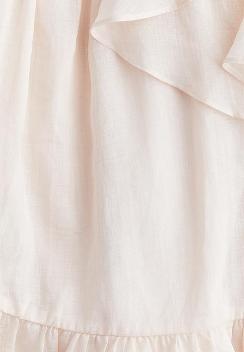 H&M - Flounced ramie dress - powder pink