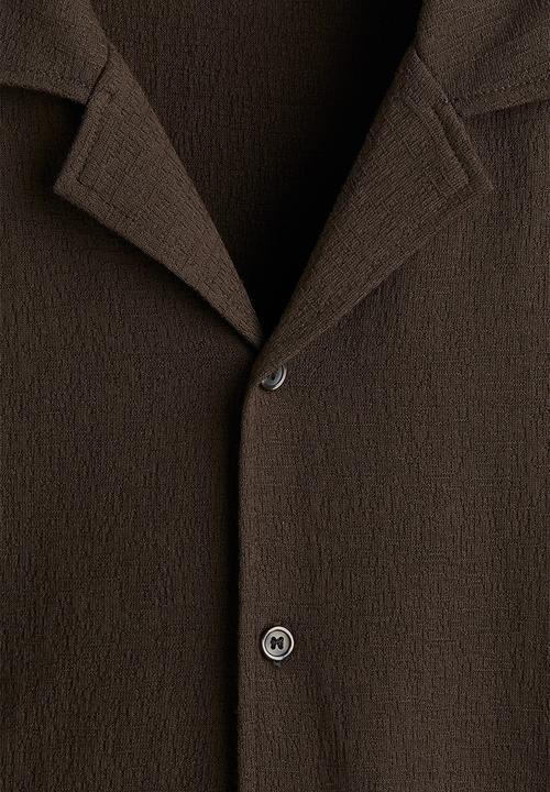 H&M - Regular fit jersey resort shirt - dark khaki green 