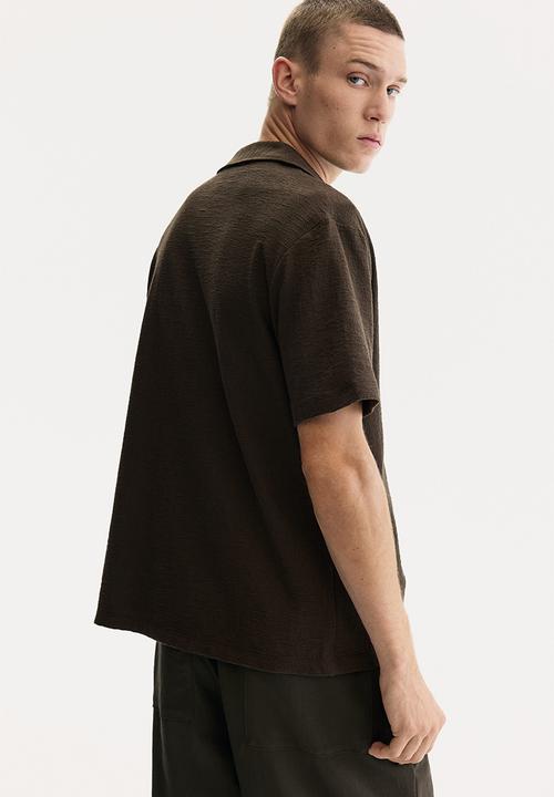 H&M - Regular fit jersey resort shirt - dark khaki green 